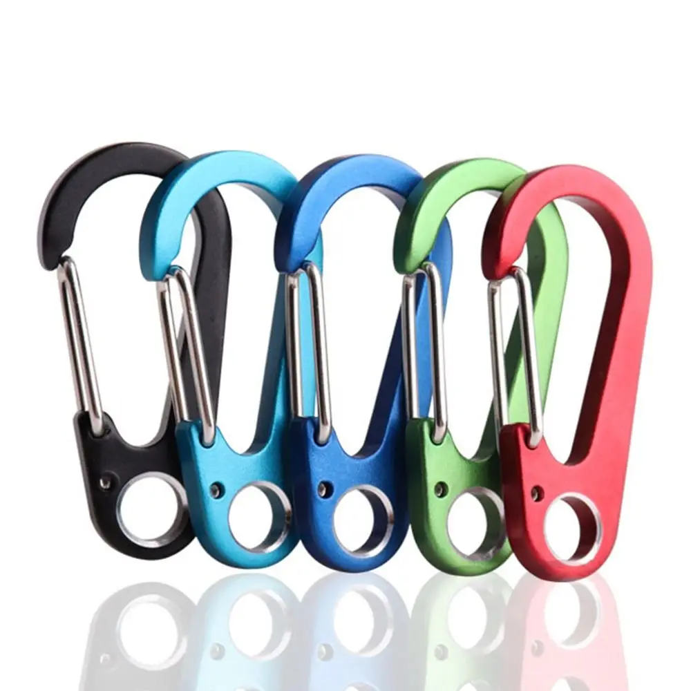 1pc Stainless Steel Keychain D-shaped Carabiner Spring Quick Hanging Buckle Waist Umbrella Rope Outdoor Multifunctional Buckle