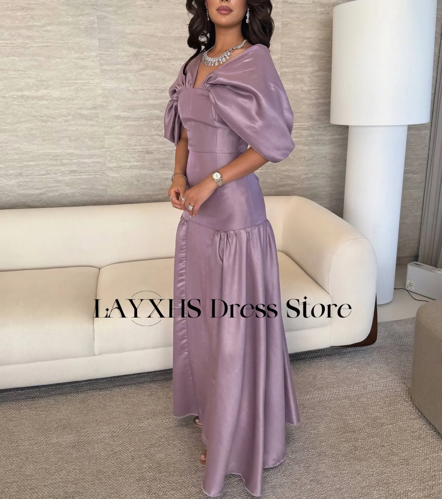 LAYXHS Hoge Kwaliteit V-hals Avondjurken A-lijn Backless Plooi Galajurken Quinceañera Jurken 2025, Aangepast