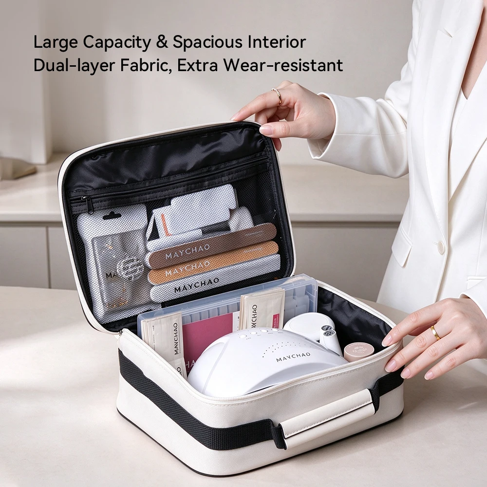 MAYCHAO Multifunctional Nail Art Storage Bag Large Capacity Foldable Travel Manicure Tool Organizer Handbag for Nail Supplies