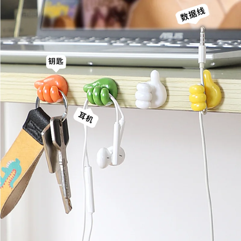 1pcs Creative Thumb Cable Trimmer Desktop Data Cable Storage Holder Hook Charging Cable Storage of Mobile Phone Line Arrangement