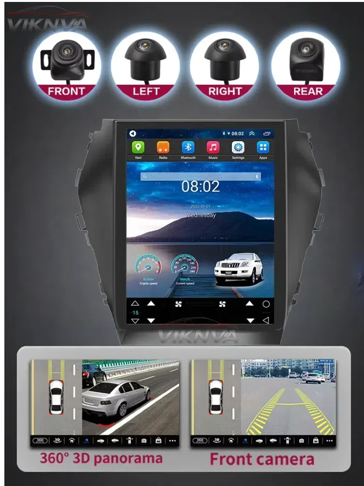 Android14 Car Radio Screen For Hyundai IX45 Santa Fe 2012-2017 Multimedia Player GPS Navigation CarPlay Stereo DSP 4G WiFi Audio