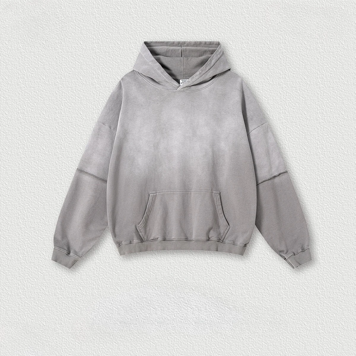 ชุดเซ็ตเสื้อสเวตเตอร์ผู้ชายสไตล์เรโทรพ่นสีขาวแบบวินเทจ ผ้าฝ้าย 100% หนัก 370 กรัม คอลเลคชั่นฤดูใบไม้ร่วง 2025 พร้อมกางเกงลำลองสีขาว