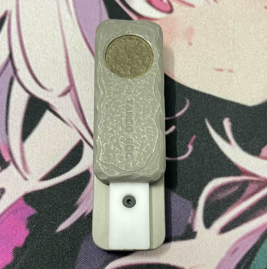 Used EDC TANGO Stainless Steel Square Sugar Stone Pattern Carving fidget slider decompression toy