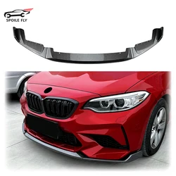 For BMW 2 Series F87 M2 CS Style 2016-2021 Car Front Bumper Lip Spoiler  Glossy Black Or Carbon Fiber Look Body Kit