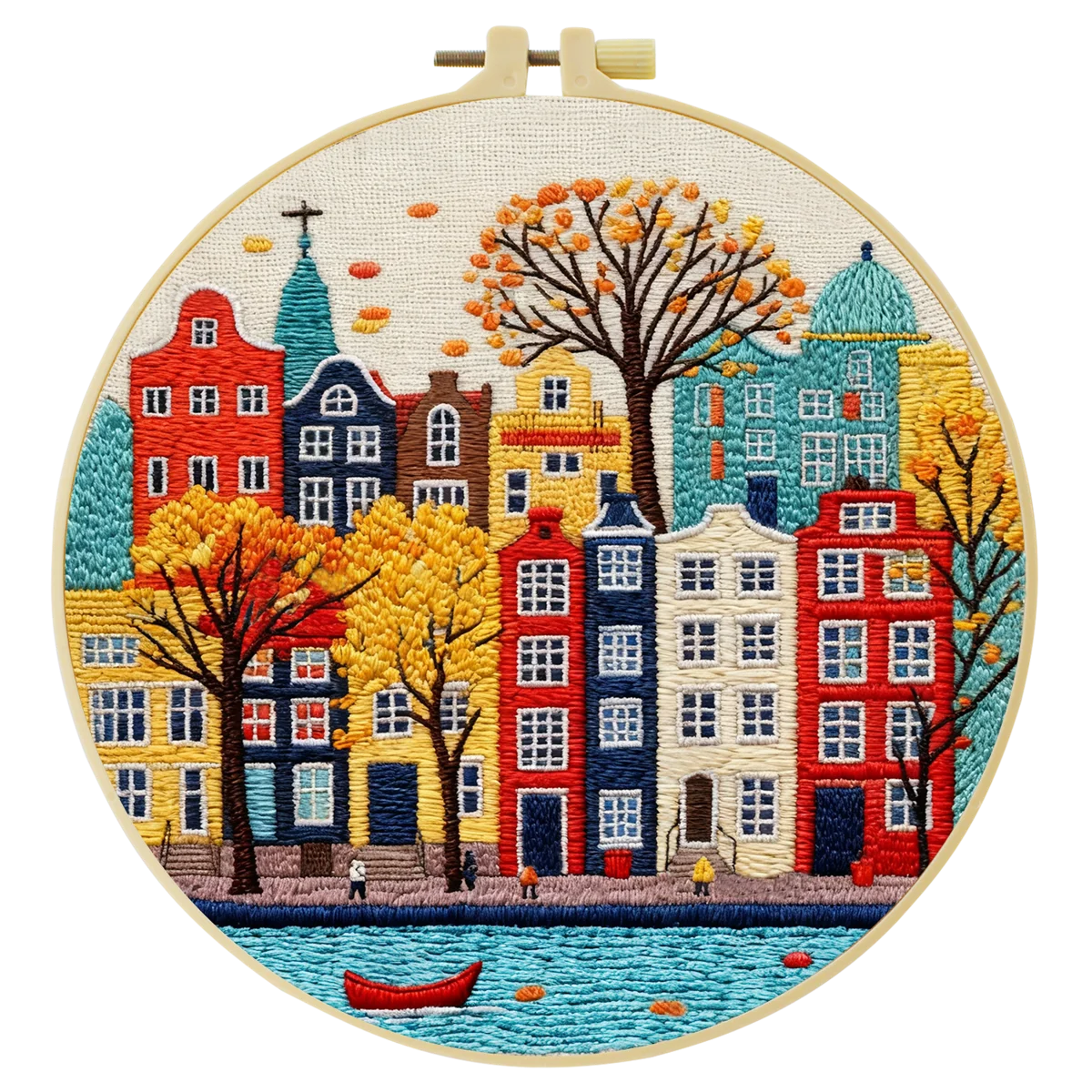 1 Stück 20X20CM/15X15CM 7,87/6,3 Zoll Architektur-Stickerei-Starter-Kit DIY-Kit DIY-Stickerei-Set Handarbeiten Heimdekoration – Detail 2
