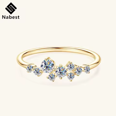 Nabest Fine Jewelry Gold Plated 925 Sterling Silver VVS Moissanite Ring Women Flower Engagement Promise Ladies Moissanite Ring
