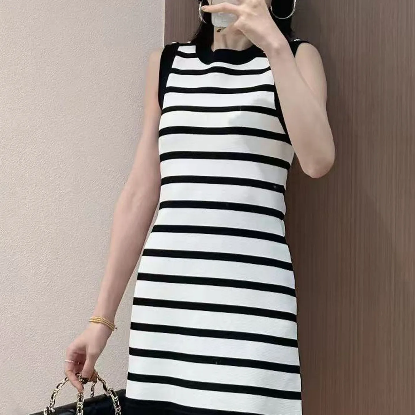 S Home 25 plus Size Knitted Dr round Ne Svel Slimming oulder Bule Bla White Striped Hemmed Dr Spring Basi...