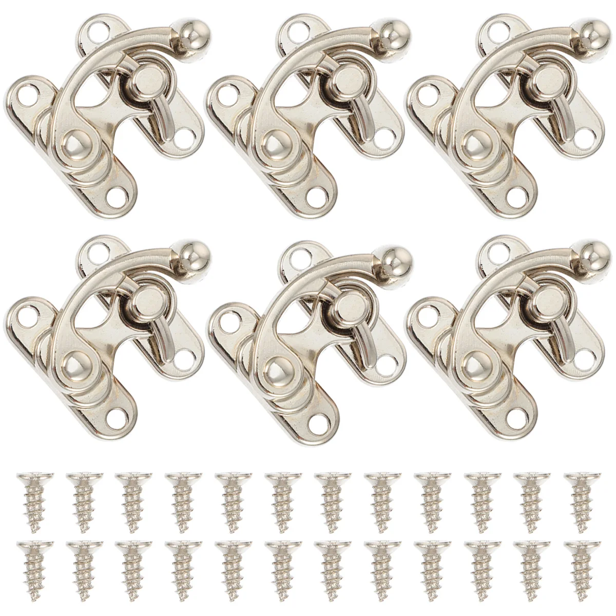 

6 Pcs Zinc Alloy Jewelry Box Lock Buckle Earring Case Hook Silver Color Durable Furniture Accessory