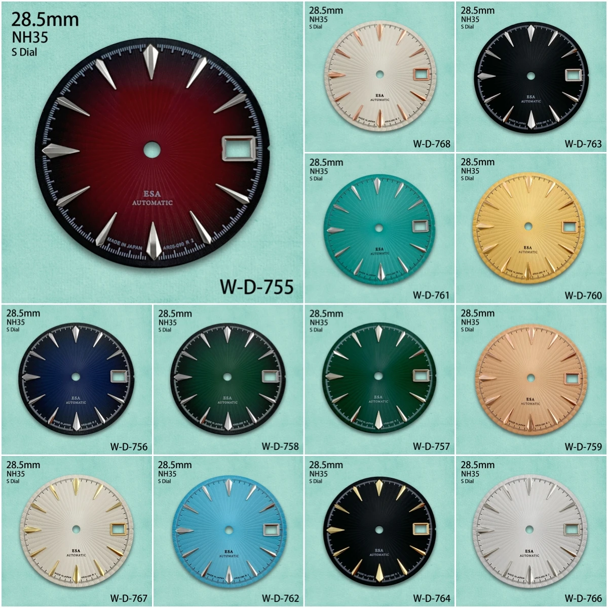 

28.5mm S Logo Cocktail Dial Fit NH35/NH36/4R/7S Automatic Movement Quality Vertical Grain Dial Watch Modification Accessories