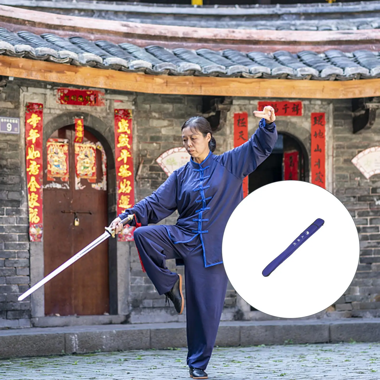 

Sword Bag with Case Chinese Tai Cover Martial Practice Swords Canvas Carrying Taichi