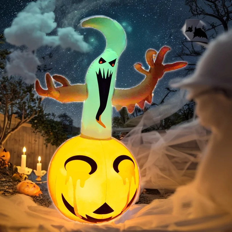 Halloween Decoration Pvc Inflatable Luminous Pumpkin Ghost White Ghost Courtyard Terrifying Atmosphere Birthday Present