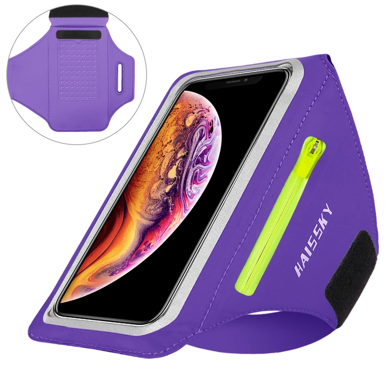 HAISSKY Laufsport-Armbinden für iPhone 17 16 15 14 13 Pro Max 15 Plus 16e 17 Air Samsung S25Ultra Reißverschlusstasche Armtasche Tasche