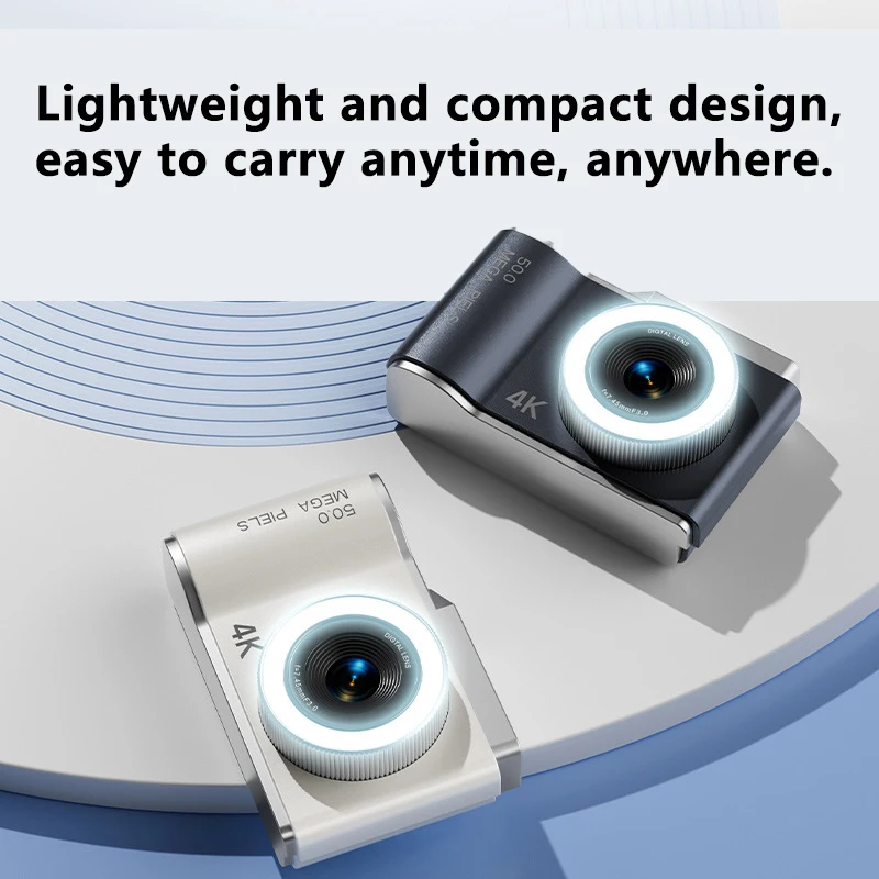 كاميرا لينوفو الرقمية 4K HD ضبط تلقائي للصورة 8x تكبير 50MP كاميرات محمولة مع فلاش للبنين والبنات والطلاب هدايا مضادة للاهتزاز