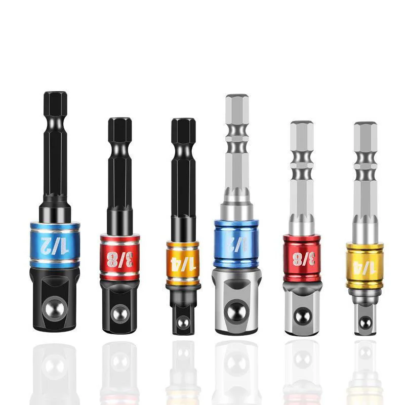 

1/4" 3/8" 1/2" Hex Shank Impact Socket Adapter Set, 360° Rotatable Drill Bit Extension Converter for Power Tools