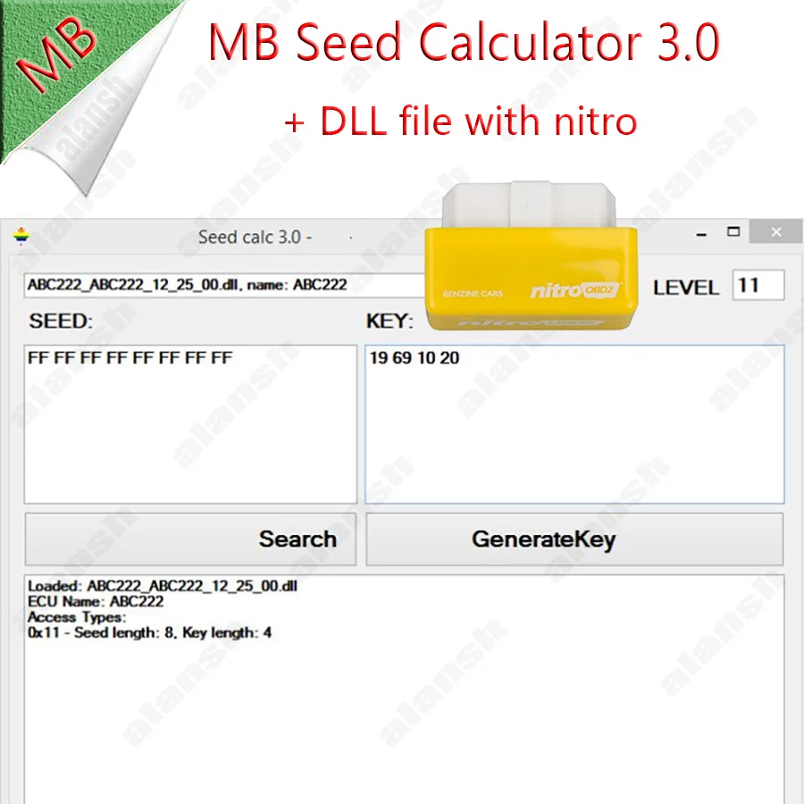 MB Seed Key Calculator 3.0 for Benz MB Star C4 C5 C6 Seed Key Calculator Service for Vediamo Dts Monaco Unlock Ecu + Nitro