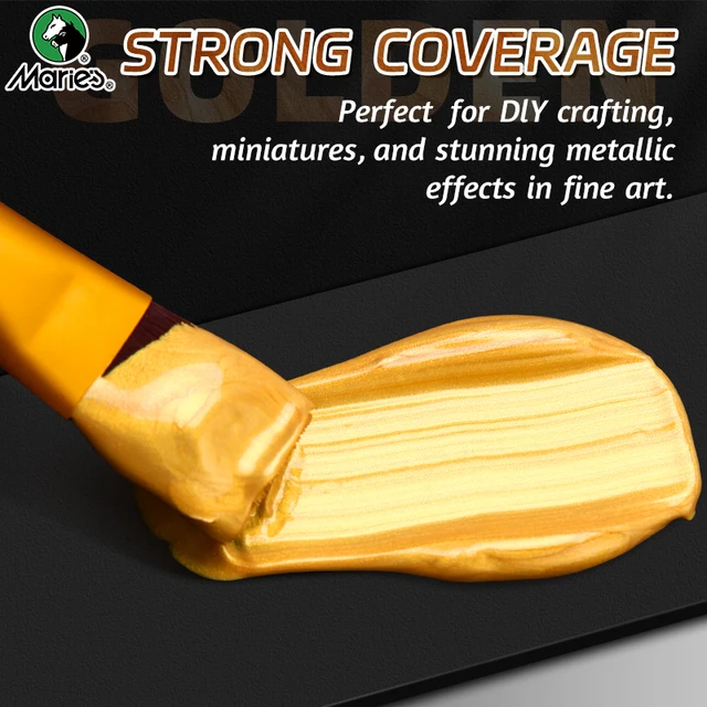 50ml Marie's Metallic Acrylic Paint, Pearlescent Rich Shiny Pigments with  Bottle, Golden Slivery for DIY Art Painting, Wood, Gl 5