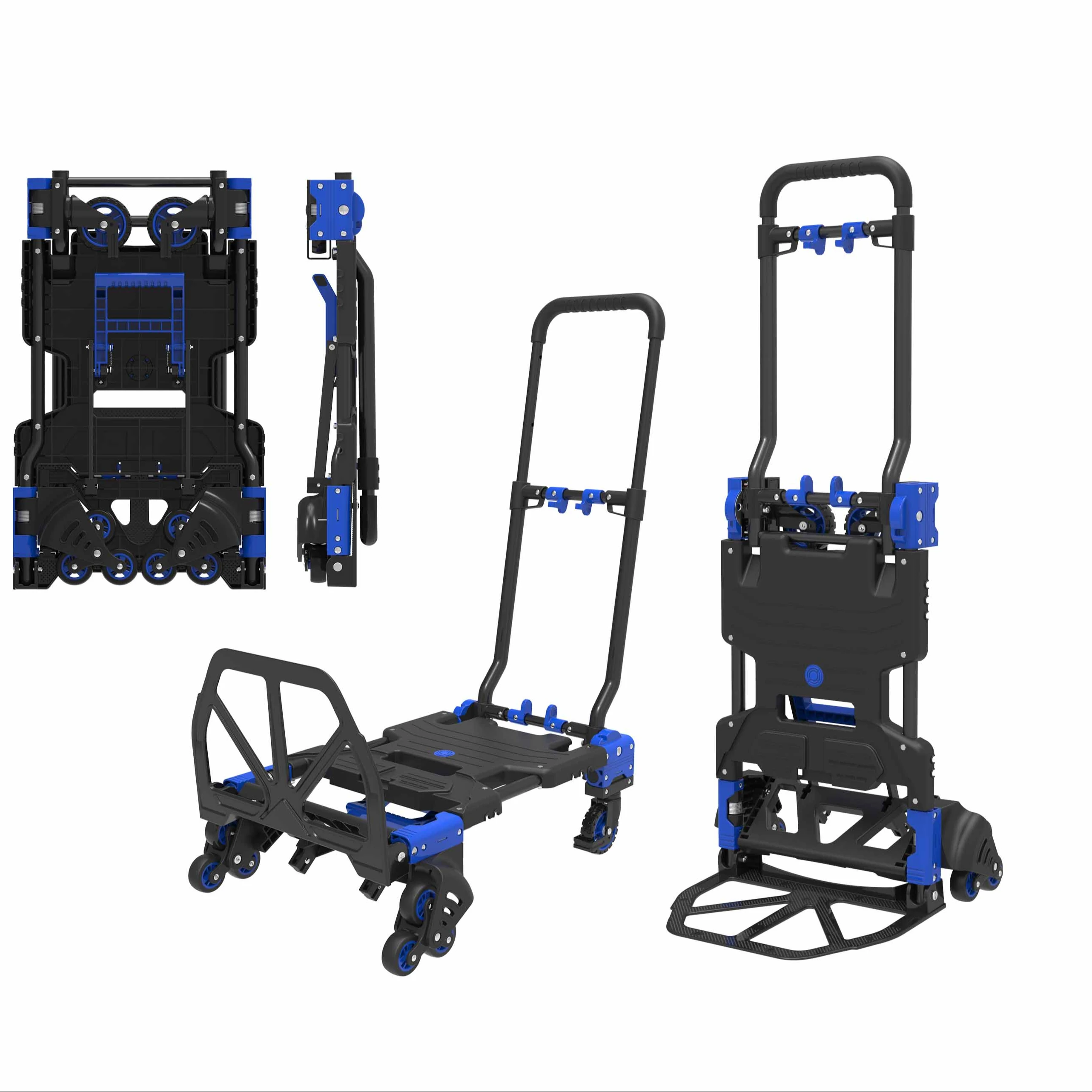 

2-in-1 Convertible Stair Climbing Hand Truck 68/136kg Capacity With 8-Wheel Foldable Cart With Anti-Slip Handle