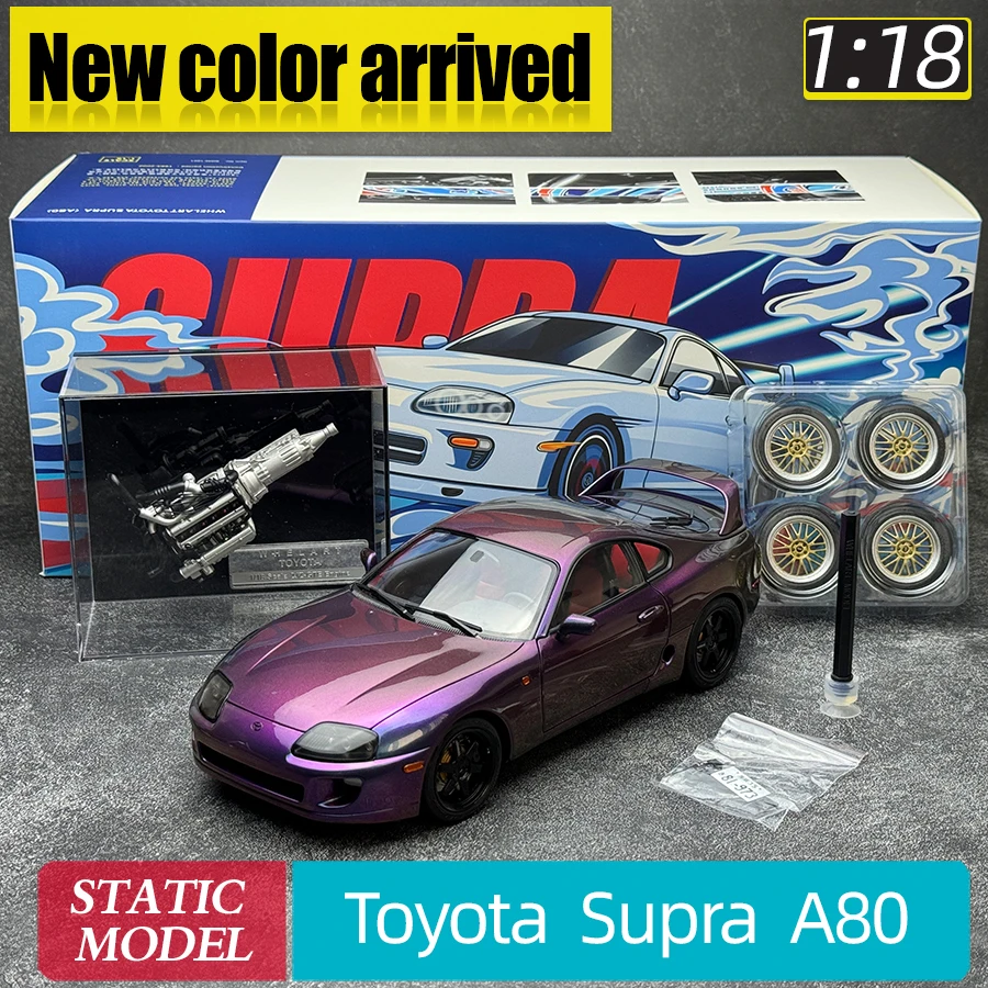 1:18หอยตลับสำหรับ Toyota A80 Supra โมเดลรถยนต์ส่งของให้เพื่อนของสะสมของขวัญวันหยุดโมเดลแบบคงที่