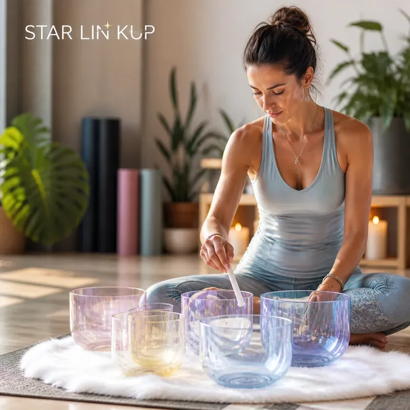 STAR LIN KUP 432Hz Velvet Blue Violet Crystal Singing Bowl Alchemy Chalice for Yoga Meditation Sound Healing Therapy with