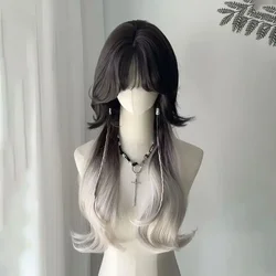 Ashely Wig Female Jellyfish Head Long Curly Hair Synthetic Wigs Fringe Layer Gradient Natural New Simulation Full Headband Wigs