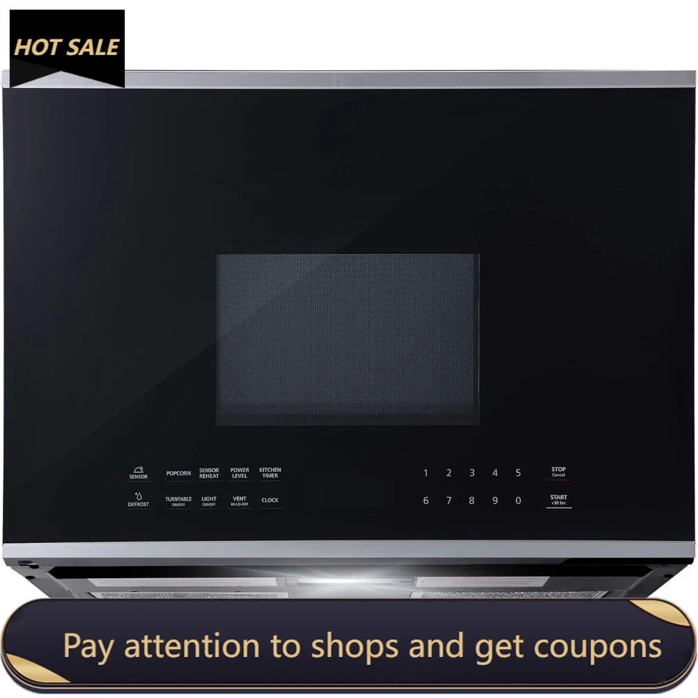 

Over the Range Microwave Oven with Vent Fan, 1.34 cu. ft. Capacity, 1000W, 24 inch, Black / Stainless Steel