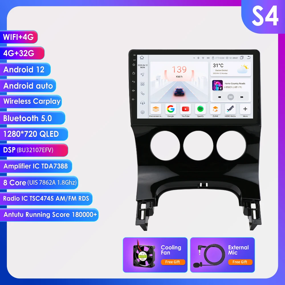 ossuret 2din Carplay Android Auto Multimedia Videospeler Voor Peugeot 3008 2009-2015 Intelligent Scherm Autoradio 4G-Let Rds 7862