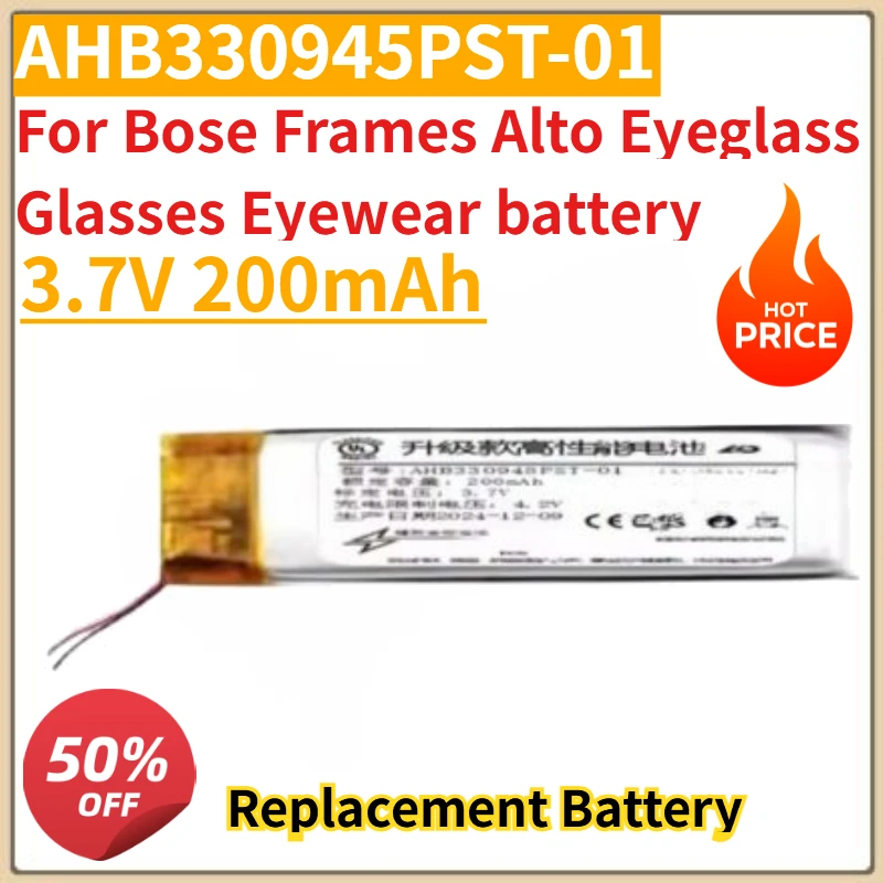 

High Quality New 3.7V 200mAh AHB330945PST-01 Replacement Battery For Bose Frames Alto Eyeglass Glasses Eyewear battery
