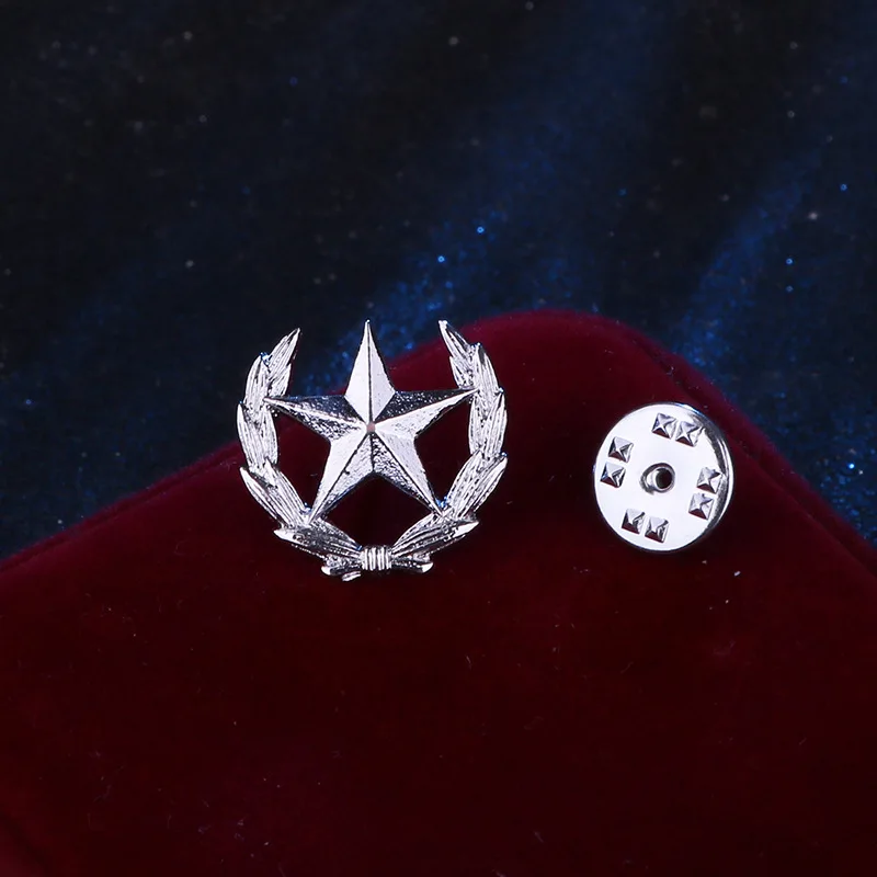 Neue Mode fünfzackigen Stern Broschen Abzeichen Metall Weizen Revers Pin männer Anzug Hemd Kragen Kleidung Zubehör – Detail 3