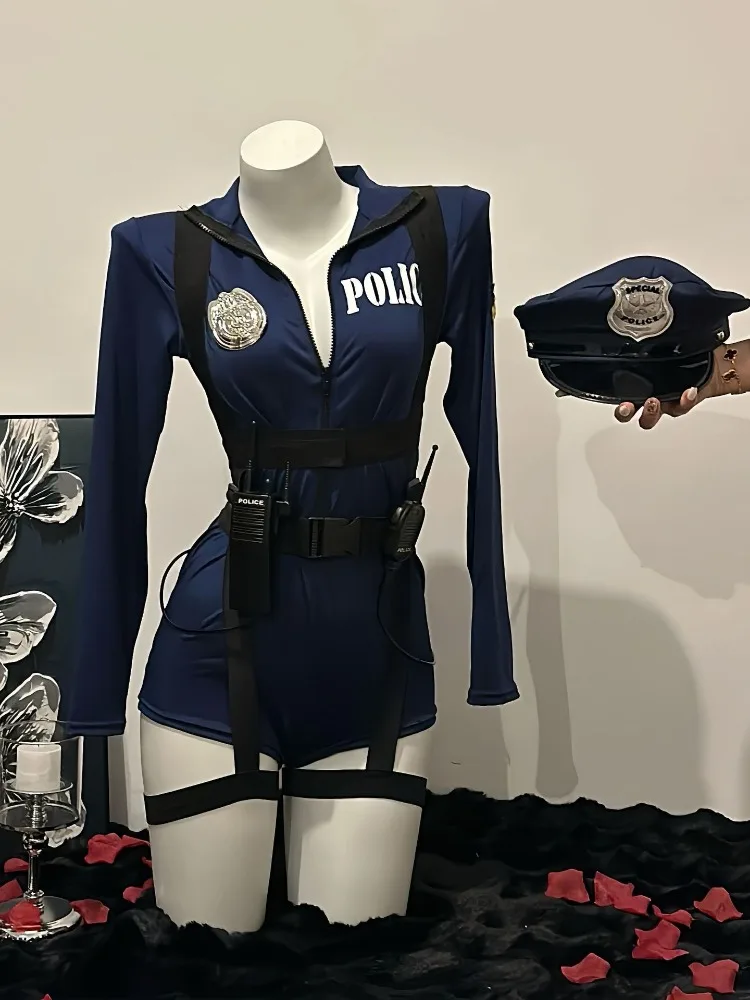 Police Cosplay Uniform With Props Kit Sexy Role Play Costumes Set Erotic Underwear Bondage Body Belt Lingerie Exotic Theme Night