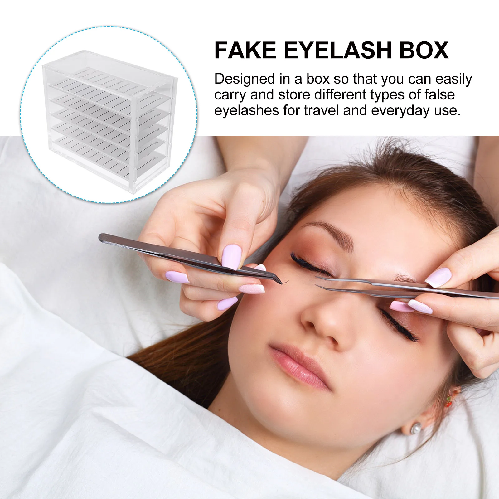 

5 Layers False Eyelash Storage Box Acrylic Clear Organizer Compact Portable eyelash container lash box artificial eyelash case