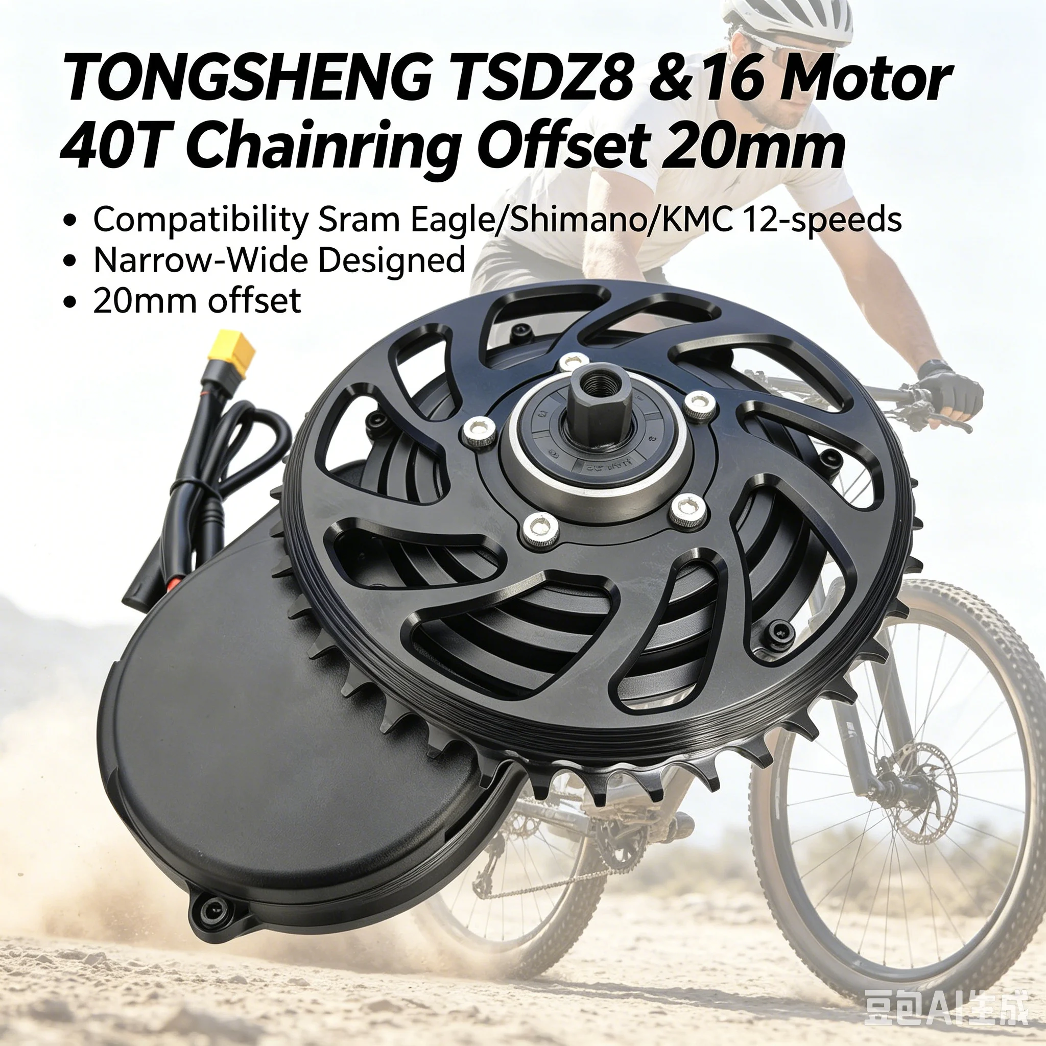 

40T Chainring 'Narrow Wide' 12-Speeds Kit for TSDZ8 & TSDZ16 Mid Drive Motor Compatible with Sram Eagle /Shimano /KMC