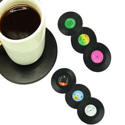 1Pc Vinyl Original Coasters Holder Retro Record Disk Coffee Drink Mug Pad Mat Under Glass Hot Utensil Tray Silicone Home Decor