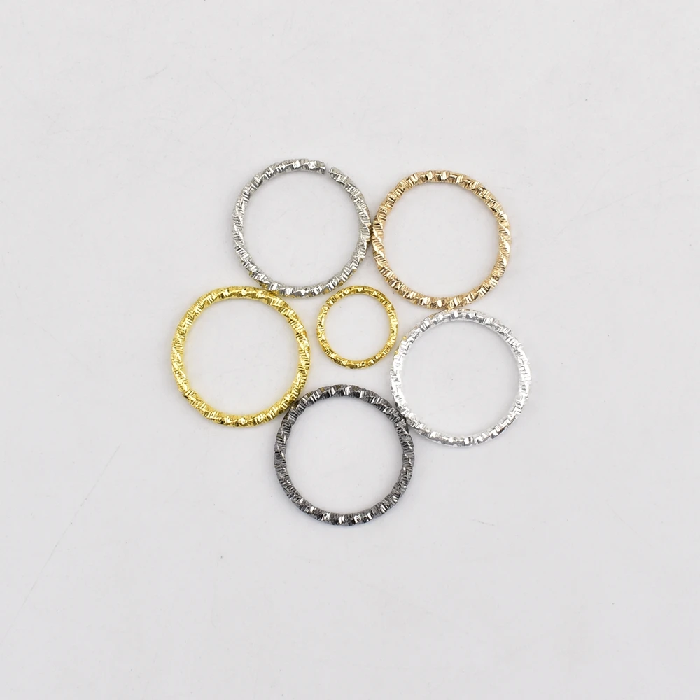 20-100pcs/lot【JS144】8-20mm Embossed jump ring single ring DIY handmade jewelry accessories