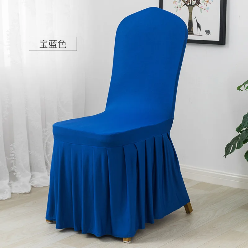 LORIE Thick Elastic Pleated Skirt Dining Chair Cover Wedding Hotel Banquet Household Universal Skirt Side Chair Cover Customized