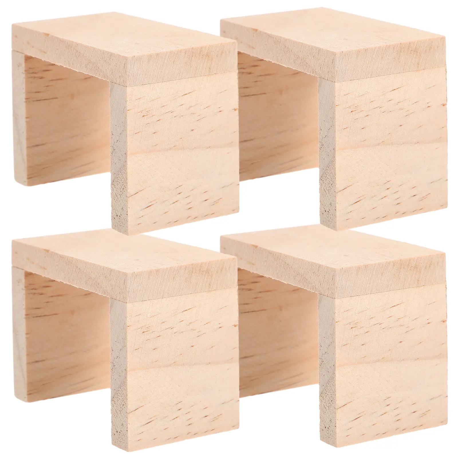 

4Pcs Mini Wooden Stool Simulation Decorative Miniature House Furniture Multi-Functional Vivid Texture Home Ornament