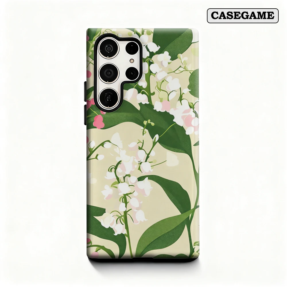 Casegame Phone Case for Samsung Galaxy S25 S26 Ultra S24 S23 Ultra Plus Shockproof Double Layer Lily of The Valley Art Cover