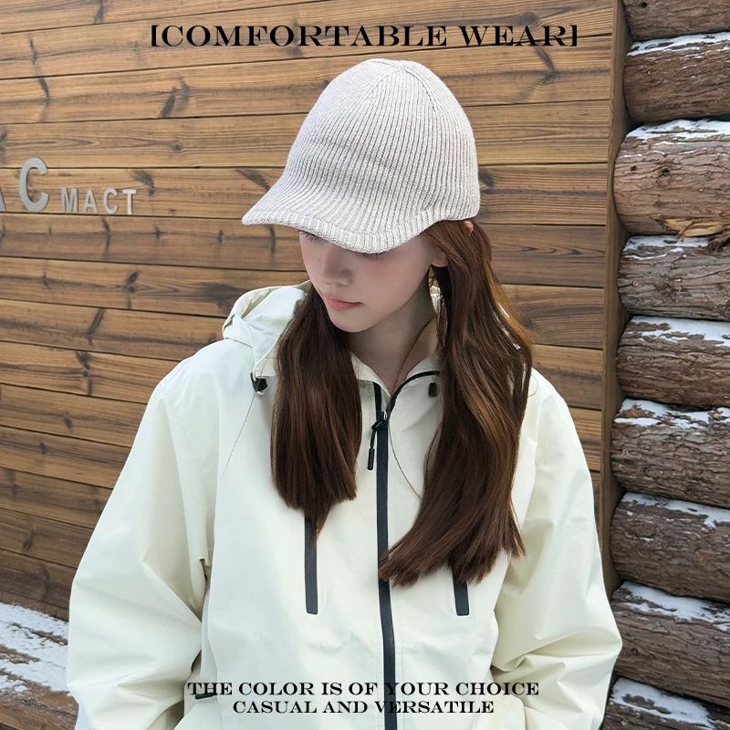 Topi Baseball Kasual Sederhana Hangat untuk Luar Ruangan, Desain Jalanan Serbaguna, Model Baru Pria Wanita Retro Polos Bergaris Rajutan Wol