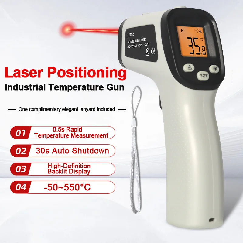CX6052 -50 ° C-550 ° C Handheld Digital Thermometer Laser Hintergrundbeleuchtung Display Industrie Thermometer für Küche Outdoor Auto