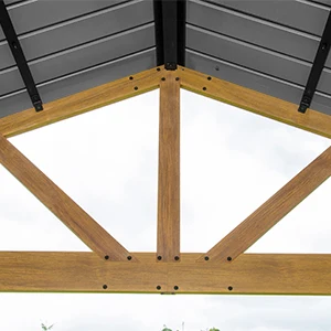 ！@Outdoor Aluminum Frame Gazebo Galvanized Steel Roof Wooden Coated Canopy Permanent Metal Hardtop Pavilion for Outdoor Furnitur view 3