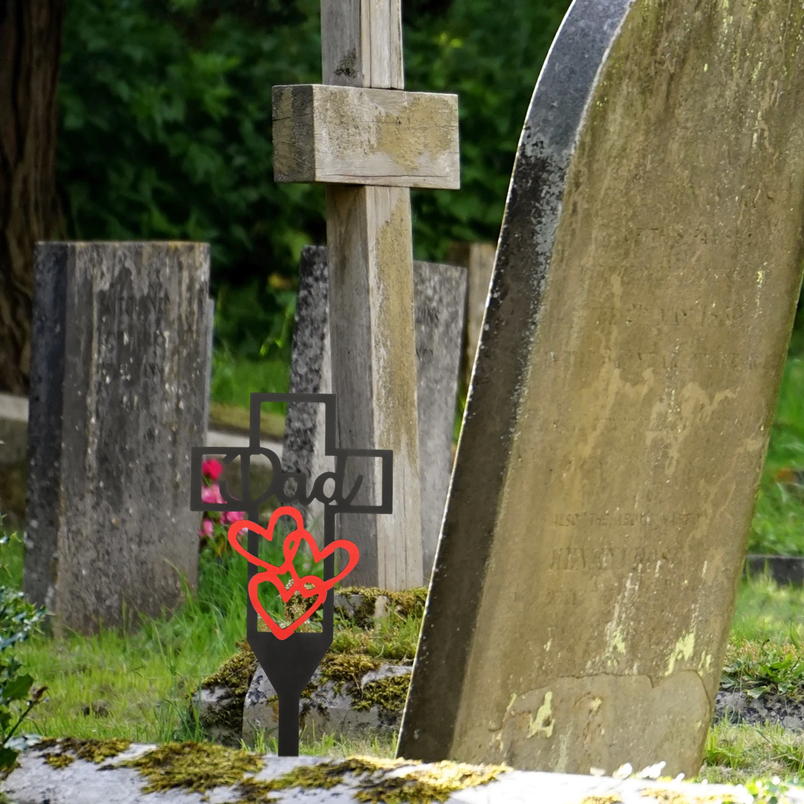 

Cemetery Metal Cross Stake Decorative Insert Stake Realistic Modeling Easy to Insert Lawn Ornament Cemetery Inserting Decor