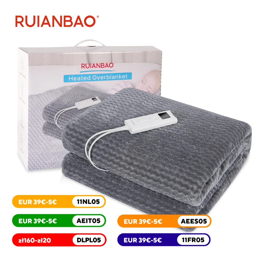 RUIANBAO Electric Fast Heated Blankets, Warm USB Blankets 160 x 130 cm, Flannel Bed, 9 Levels of Breathing.