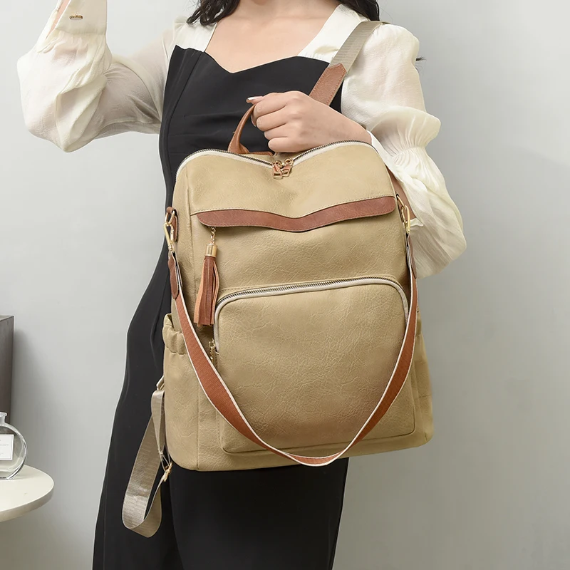 Mochila de couro PU para mulheres, Bolsa de ombro vintage para senhoras, Mochilas escolares para meninas, Luxo