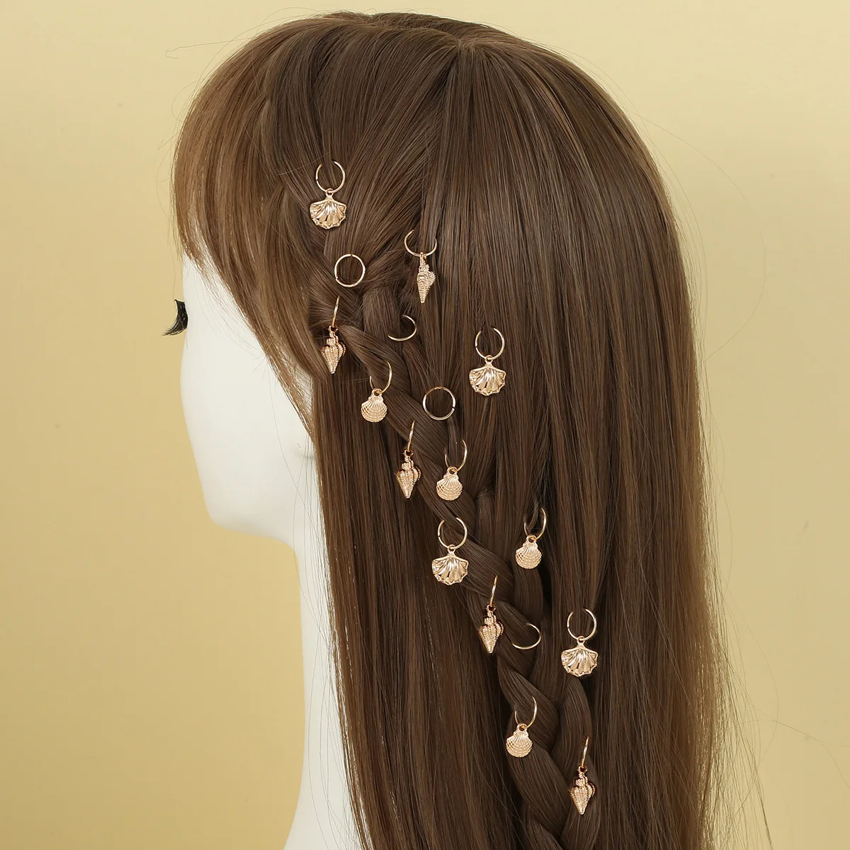 

16Pcs Hair Jewelry for Braids Natural Golden Sea Shell Dreadlock Accessories Loc Jewelry for Hair Cuffs
