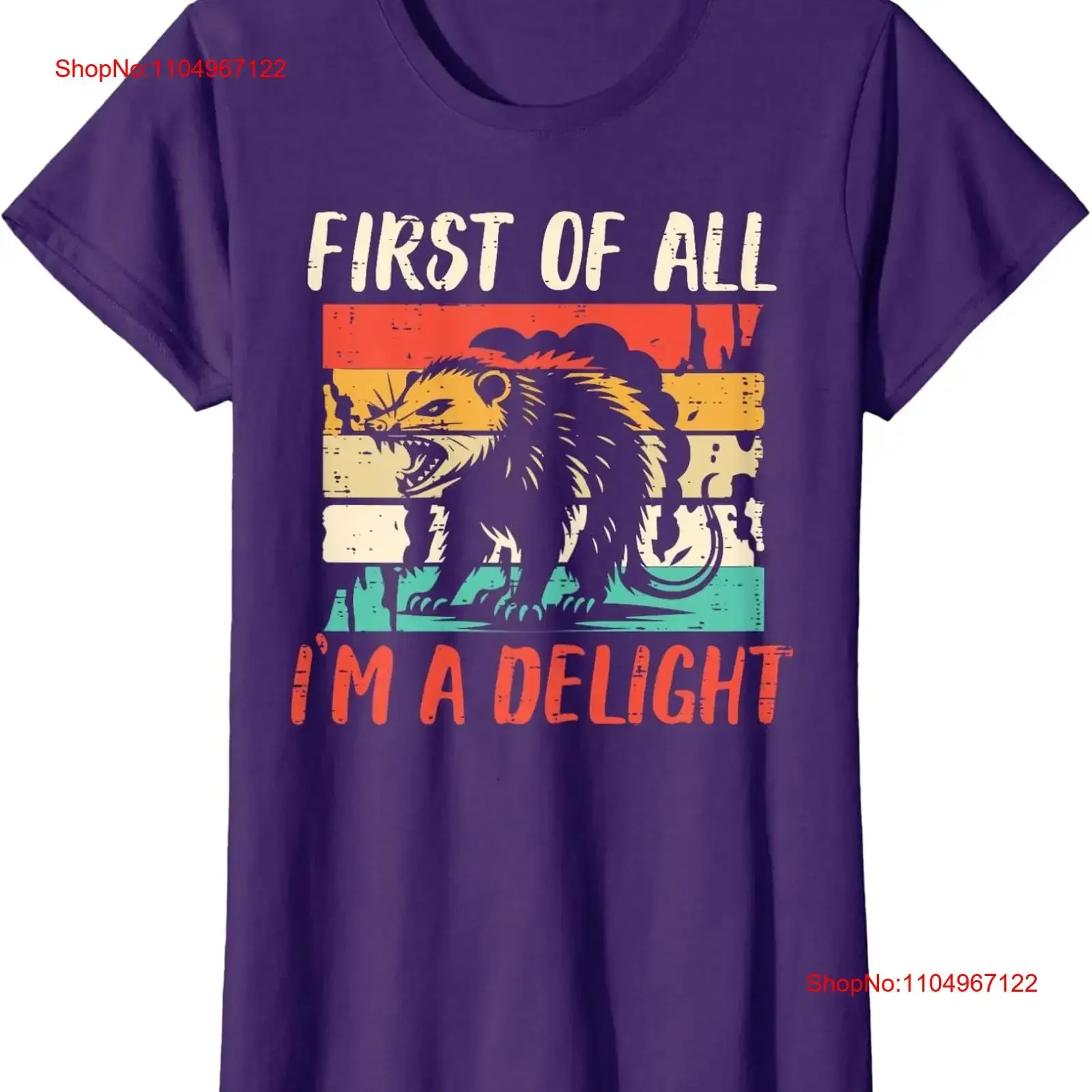 

Humor First Of All Im Delight Opossum Funny Ladies' Crewneck T Shirt vintage Washed graphic Casual Top For Everyday Wear