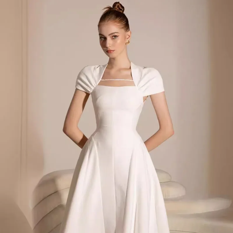 女性のためのエレガントなハイウエストイブニングドレス,スクエアカラー,パッチワークデザイン,新しい秋のファッション,2024