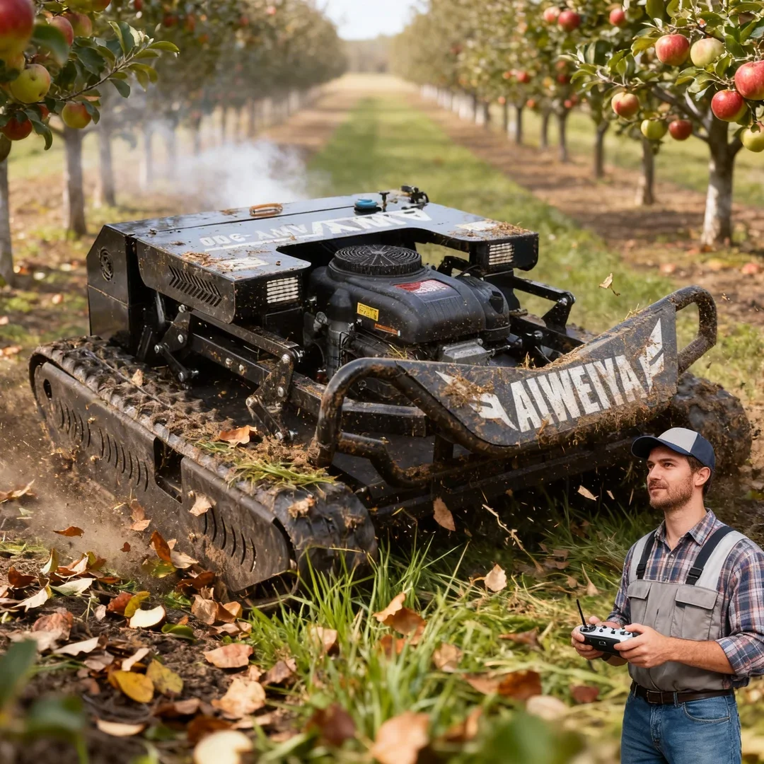 

Customized Orchard & Farm Tank Robot Flail Lawn Mower Remote Control Crawler for Household & Commercial Lawn Trimming