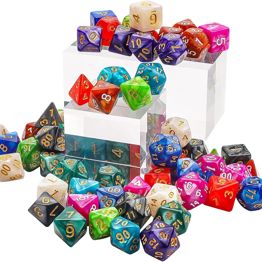 49Pcs Polyhedral Dice Set with 7 Black Storage Pouches - 7 Complete Sets D4/D6/D8/D10/D%/D12/D20 for DND, RPG, MTG ZSY view 3