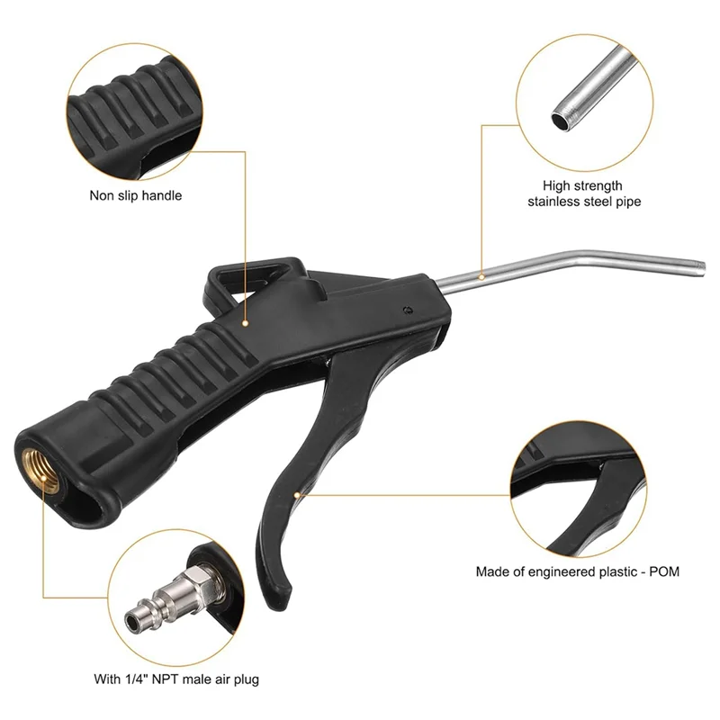 

8Pcs Air Blow-Gun High Flow Air Compressor Blow-Gun With 1/4Inch NPT Male Air Plug And Angled Bent-B61B
