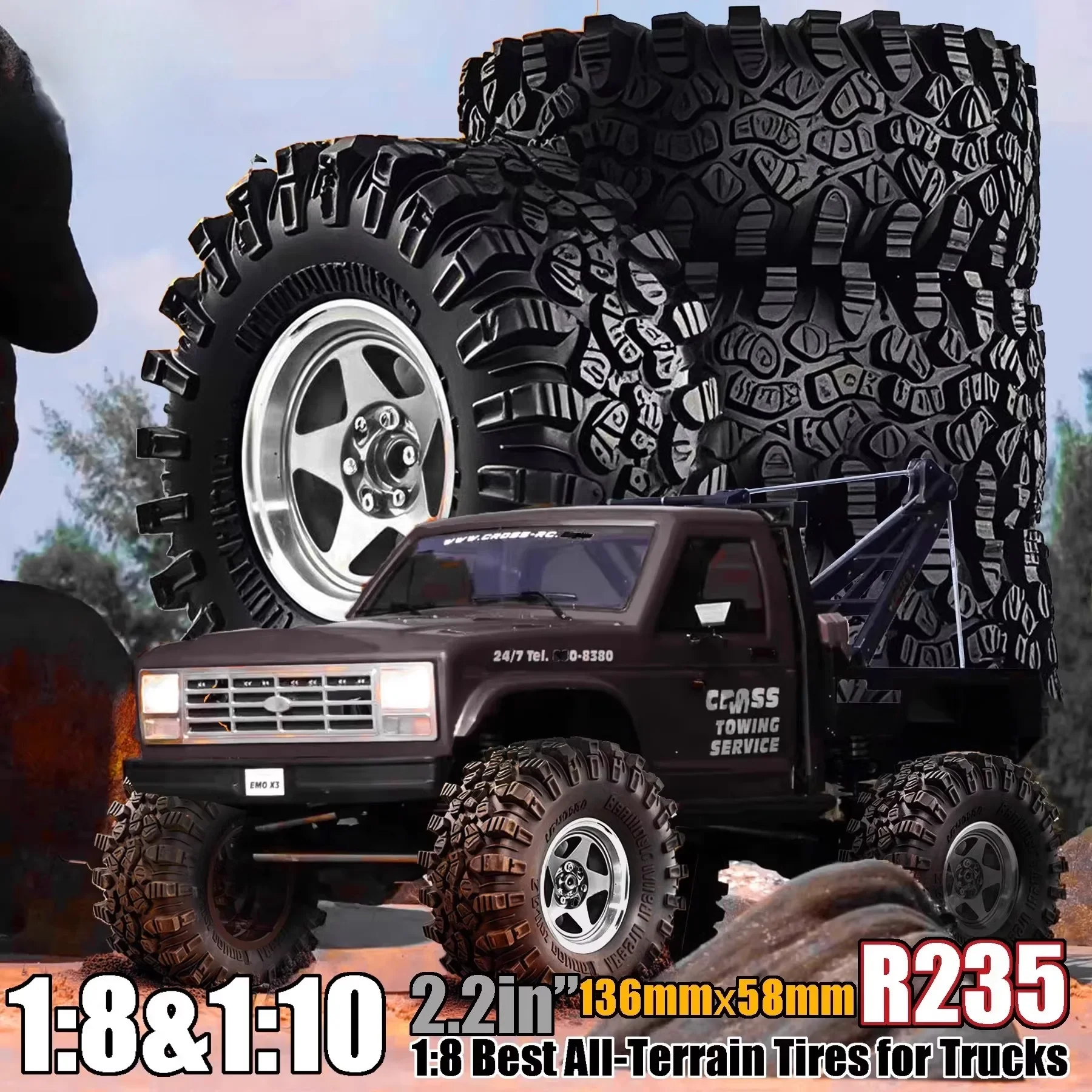 

2.2 RC Crawler Tires and Metal Beadlock Wheels 4PCS for 1/10 1/8 RC Crawler Car SCX10 I II III Pro TRX4 TRX6 Gen7/8 D90