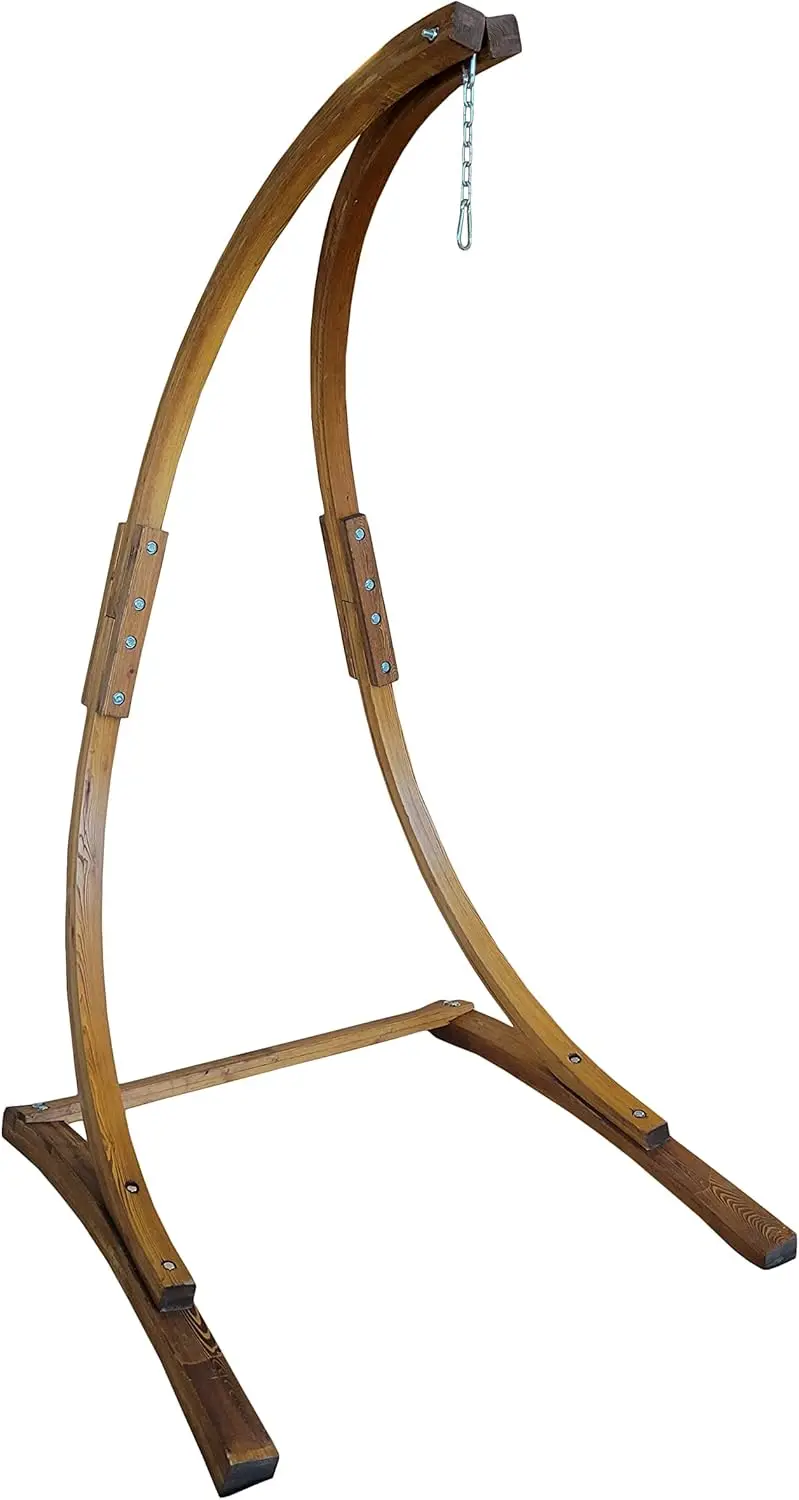 7 Ft. Teak Stain, Wooden Hammock Chair Stand. Perfect for Indoor/Outdoor Home, Patio, Deck, Yard, Garden.(Stand Only)